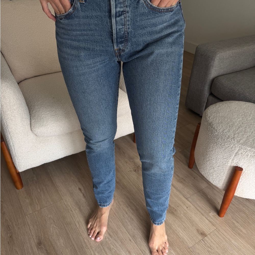 Levi's 501 Blue High Rise Jeans with Tapered Leg